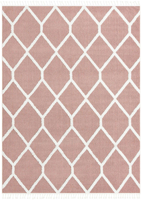 Pink 9' x 12' Boho Rectangle Area Rug 100% Polyester With Cotton Backing Geometric Modern Boho Bohemian Decor Carpet for Living Rooms Office Dining Kitchen Unique Interior Design for Sale at Rug Engine