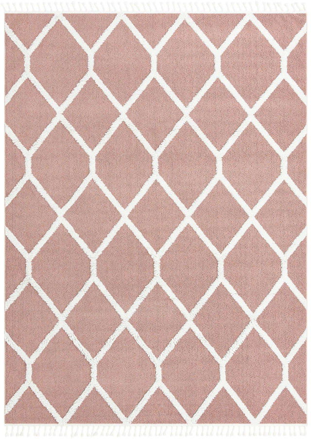 Pink 9' x 12' Boho Rectangle Area Rug 100% Polyester With Cotton Backing Geometric Modern Boho Bohemian Decor Carpet for Living Rooms Office Dining Kitchen Unique Interior Design for Sale at Rug Engine