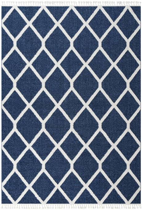 Blue 9' 6 x 14' 3 Boho Rectangle Area Rug 100% Polyester With Cotton Backing Geometric Modern Boho Bohemian Decor Carpet for Living Rooms Office Dining Kitchen Unique Interior Design for Sale at Rug Engine