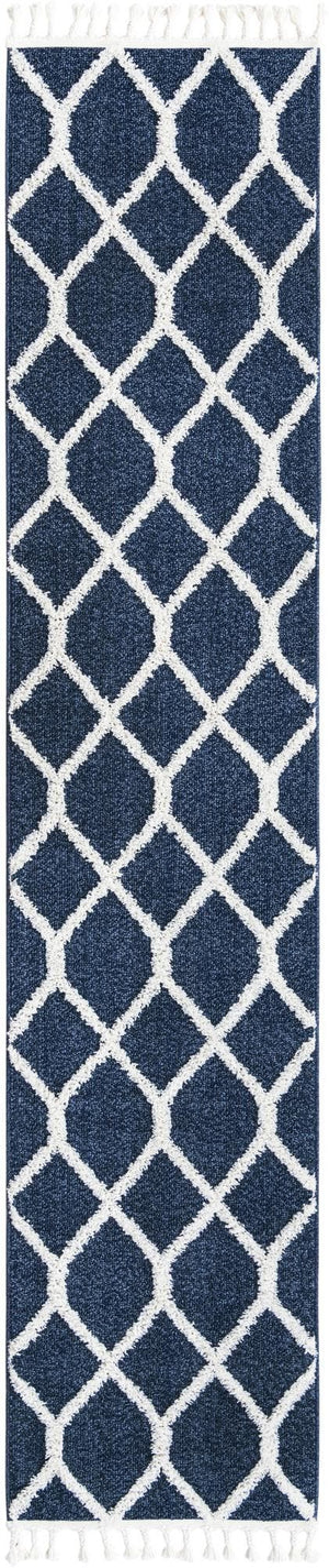 Blue 2' 7 x 12' Boho Runner Area Rug 100% Polyester With Cotton Backing Geometric Modern Boho Bohemian Decor Carpet for Living Rooms Office Dining Kitchen Unique Interior Design for Sale at Rug Engine
