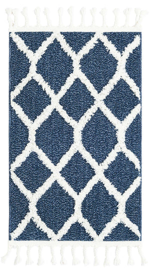 Blue 2' x 3' 1 Boho Rectangle Area Rug 100% Polyester With Cotton Backing Geometric Modern Boho Bohemian Decor Carpet for Living Rooms Office Dining Kitchen Unique Interior Design for Sale at Rug Engine