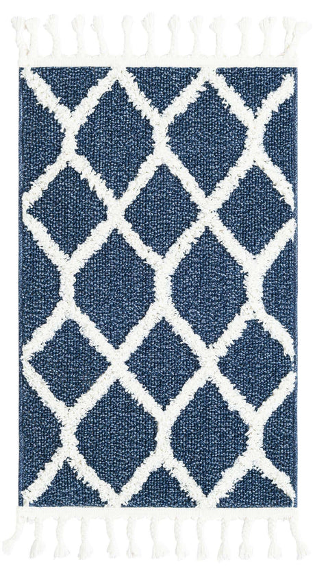Blue 2' x 3' 1 Boho Rectangle Area Rug 100% Polyester With Cotton Backing Geometric Modern Boho Bohemian Decor Carpet for Living Rooms Office Dining Kitchen Unique Interior Design for Sale at Rug Engine