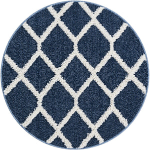 Blue 3' 3 x 3' 3 Boho Round Area Rug 100% Polyester With Cotton Backing Geometric Modern Boho Bohemian Decor Carpet for Living Rooms Office Dining Kitchen Unique Interior Design for Sale at Rug Engine