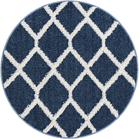 Blue 3' 3 x 3' 3 Boho Round Area Rug 100% Polyester With Cotton Backing Geometric Modern Boho Bohemian Decor Carpet for Living Rooms Office Dining Kitchen Unique Interior Design for Sale at Rug Engine