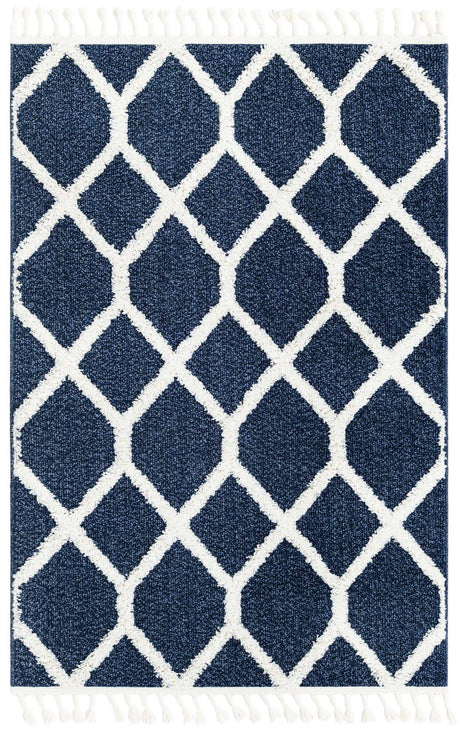 Blue 4' 1 x 6' 1 Boho Rectangle Area Rug 100% Polyester With Cotton Backing Geometric Modern Boho Bohemian Decor Carpet for Living Rooms Office Dining Kitchen Unique Interior Design for Sale at Rug Engine
