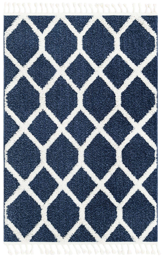 Blue 4' 1 x 6' 1 Boho Rectangle Area Rug 100% Polyester With Cotton Backing Geometric Modern Boho Bohemian Decor Carpet for Living Rooms Office Dining Kitchen Unique Interior Design for Sale at Rug Engine