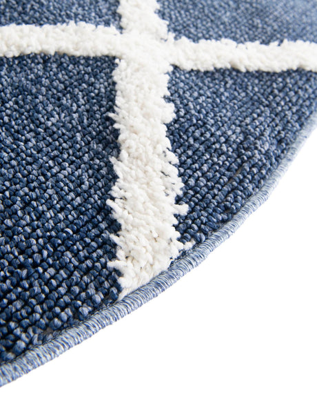 Blue 3' 3 x 3' 3 Boho Round Area Rug 100% Polyester With Cotton Backing Geometric Modern Boho Bohemian Decor Carpet for Living Rooms Office Dining Kitchen Unique Interior Design for Sale at Rug Engine