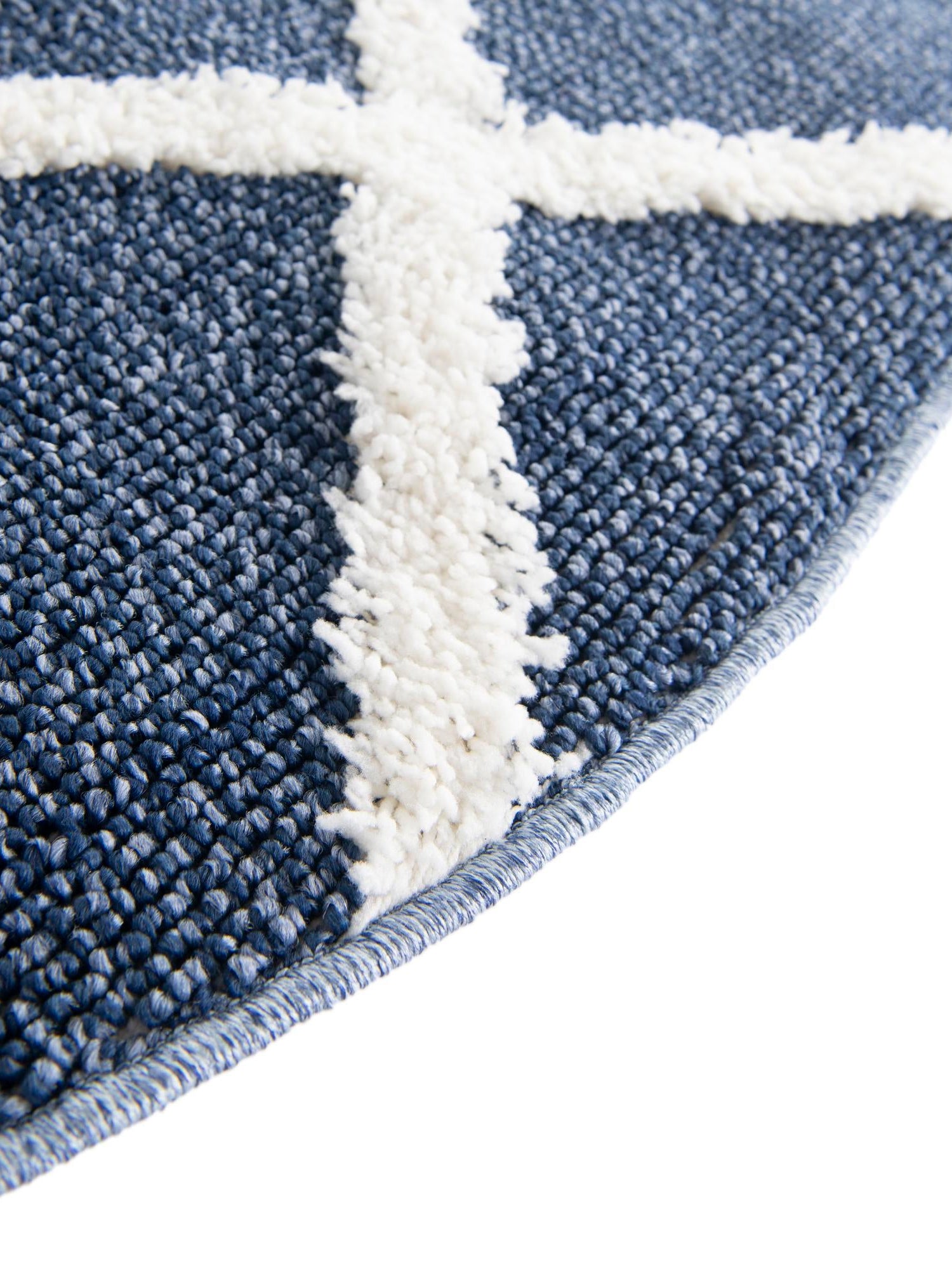 Blue 5' 3 x 5' 3 Boho Round Area Rug 100% Polyester With Cotton Backing Geometric Modern Boho Bohemian Decor Carpet for Living Rooms Office Dining Kitchen Unique Interior Design for Sale at Rug Engine