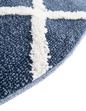 Blue 5' 3 x 5' 3 Boho Round Area Rug 100% Polyester With Cotton Backing Geometric Modern Boho Bohemian Decor Carpet for Living Rooms Office Dining Kitchen Unique Interior Design for Sale at Rug Engine