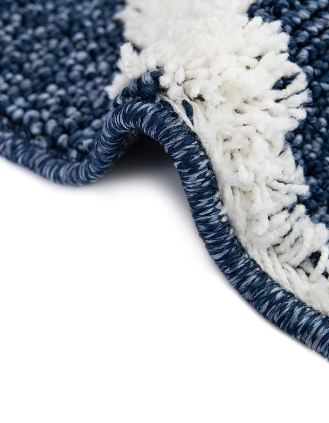 Blue 5' 3 x 5' 3 Boho Round Area Rug 100% Polyester With Cotton Backing Geometric Modern Boho Bohemian Decor Carpet for Living Rooms Office Dining Kitchen Unique Interior Design for Sale at Rug Engine
