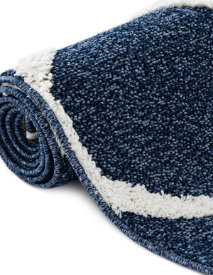 Blue 3' 3 x 3' 3 Boho Round Area Rug 100% Polyester With Cotton Backing Geometric Modern Boho Bohemian Decor Carpet for Living Rooms Office Dining Kitchen Unique Interior Design for Sale at Rug Engine