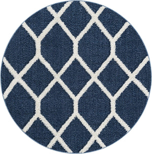 Blue 5' 3 x 5' 3 Boho Round Area Rug 100% Polyester With Cotton Backing Geometric Modern Boho Bohemian Decor Carpet for Living Rooms Office Dining Kitchen Unique Interior Design for Sale at Rug Engine