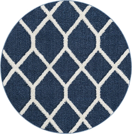 Blue 5' 3 x 5' 3 Boho Round Area Rug 100% Polyester With Cotton Backing Geometric Modern Boho Bohemian Decor Carpet for Living Rooms Office Dining Kitchen Unique Interior Design for Sale at Rug Engine