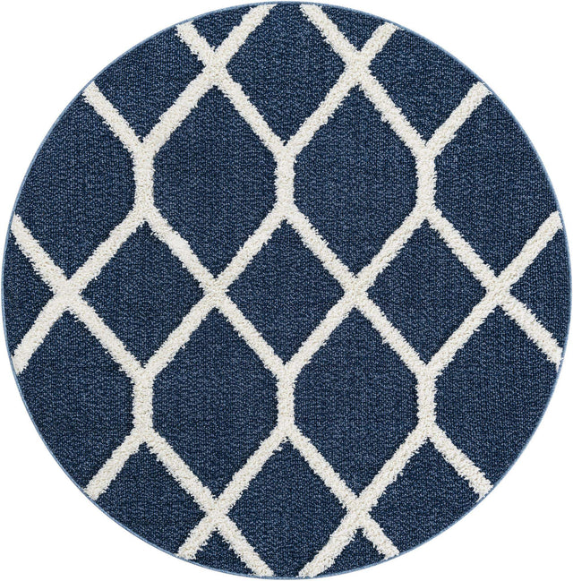Blue 5' 3 x 5' 3 Boho Round Area Rug 100% Polyester With Cotton Backing Geometric Modern Boho Bohemian Decor Carpet for Living Rooms Office Dining Kitchen Unique Interior Design for Sale at Rug Engine