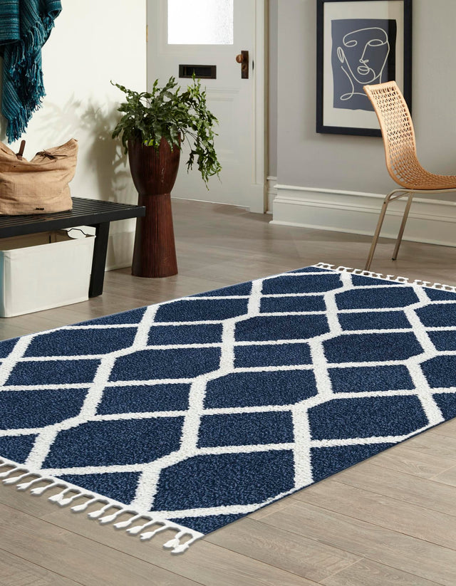 Blue 5' 3 x 8' Boho Rectangle Area Rug 100% Polyester With Cotton Backing Geometric Modern Boho Bohemian Decor Carpet for Living Rooms Office Dining Kitchen Unique Interior Design for Sale at Rug Engine