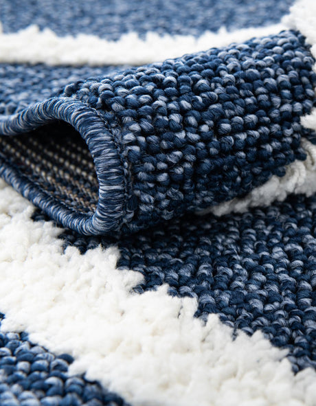 Blue 9' x 12' Boho Rectangle Area Rug 100% Polyester With Cotton Backing Geometric Modern Boho Bohemian Decor Carpet for Living Rooms Office Dining Kitchen Unique Interior Design for Sale at Rug Engine
