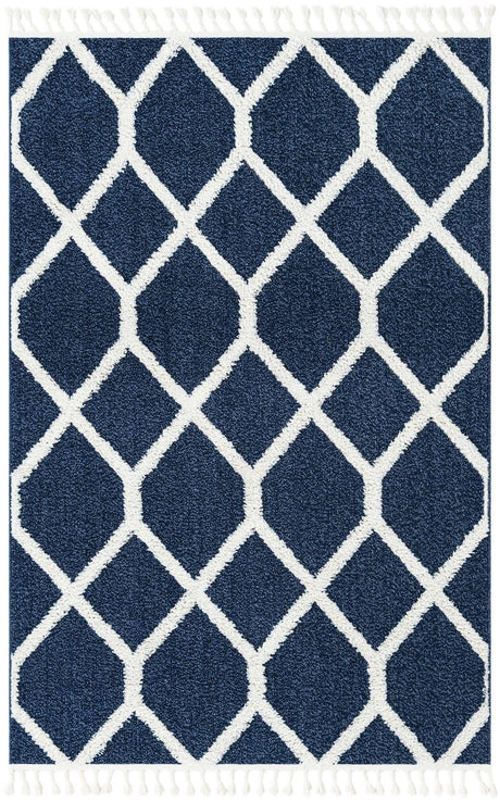 Blue 5' 3 x 8' Boho Rectangle Area Rug 100% Polyester With Cotton Backing Geometric Modern Boho Bohemian Decor Carpet for Living Rooms Office Dining Kitchen Unique Interior Design for Sale at Rug Engine