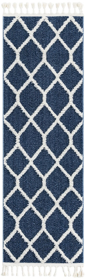Blue 2' x 6' 1 Boho Runner Area Rug 100% Polyester With Cotton Backing Geometric Modern Boho Bohemian Decor Carpet for Living Rooms Office Dining Kitchen Unique Interior Design for Sale at Rug Engine