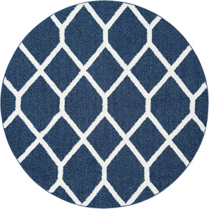 Blue 7' 10 x 7' 10 Boho Round Area Rug 100% Polyester With Cotton Backing Geometric Modern Boho Bohemian Decor Carpet for Living Rooms Office Dining Kitchen Unique Interior Design for Sale at Rug Engine