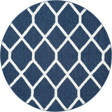 Blue 7' 10 x 7' 10 Boho Round Area Rug 100% Polyester With Cotton Backing Geometric Modern Boho Bohemian Decor Carpet for Living Rooms Office Dining Kitchen Unique Interior Design for Sale at Rug Engine