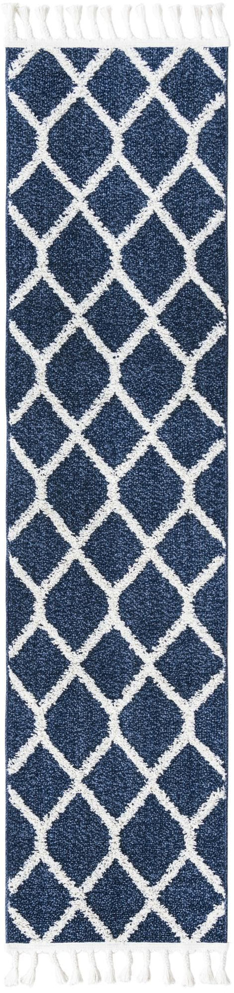 Blue 2' x 8' Boho Runner Area Rug 100% Polyester With Cotton Backing Geometric Modern Boho Bohemian Decor Carpet for Living Rooms Office Dining Kitchen Unique Interior Design for Sale at Rug Engine