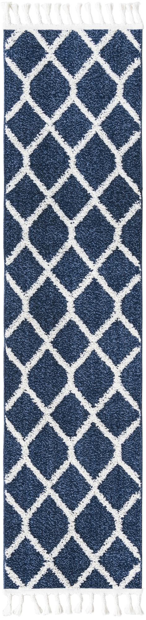 Blue 2' x 8' Boho Runner Area Rug 100% Polyester With Cotton Backing Geometric Modern Boho Bohemian Decor Carpet for Living Rooms Office Dining Kitchen Unique Interior Design for Sale at Rug Engine