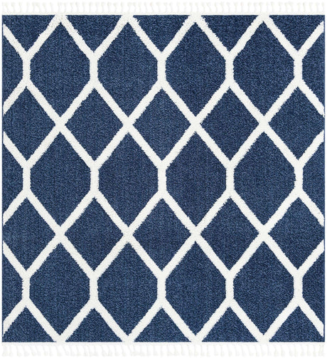 Blue 7' 10 x 7' 10 Boho Square Area Rug 100% Polyester With Cotton Backing Geometric Modern Boho Bohemian Decor Carpet for Living Rooms Office Dining Kitchen Unique Interior Design for Sale at Rug Engine