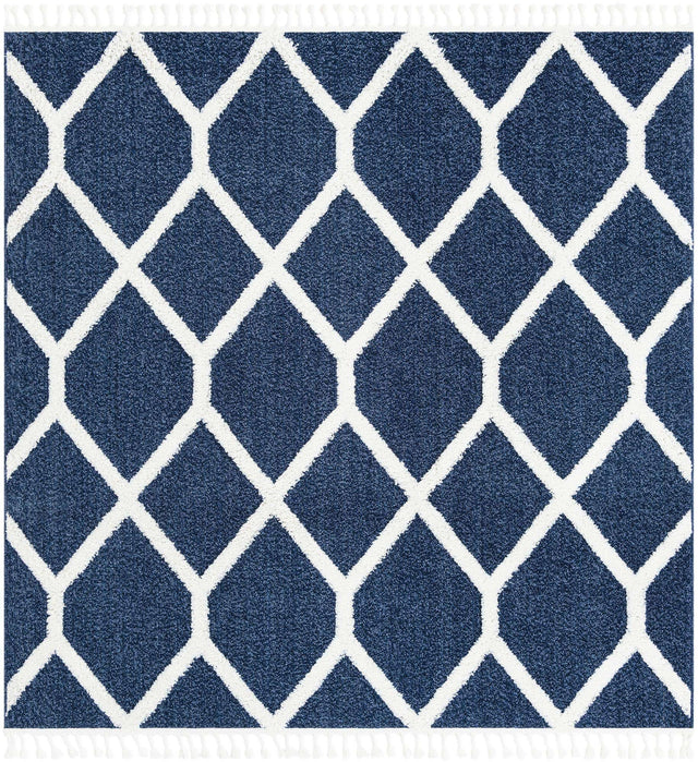 Blue 7' 10 x 7' 10 Boho Square Area Rug 100% Polyester With Cotton Backing Geometric Modern Boho Bohemian Decor Carpet for Living Rooms Office Dining Kitchen Unique Interior Design for Sale at Rug Engine