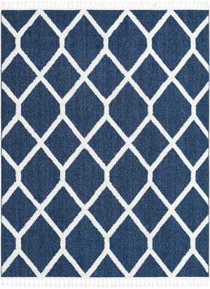 Blue 7' 10 x 10' Boho Rectangle Area Rug 100% Polyester With Cotton Backing Geometric Modern Boho Bohemian Decor Carpet for Living Rooms Office Dining Kitchen Unique Interior Design for Sale at Rug Engine
