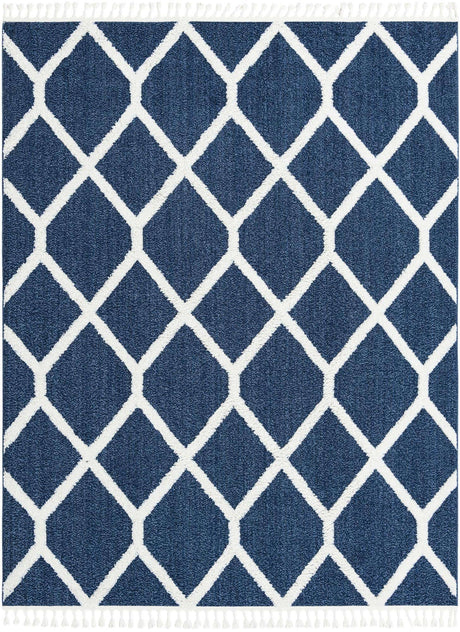 Blue 7' 10 x 10' Boho Rectangle Area Rug 100% Polyester With Cotton Backing Geometric Modern Boho Bohemian Decor Carpet for Living Rooms Office Dining Kitchen Unique Interior Design for Sale at Rug Engine