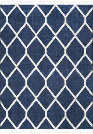 Blue 9' x 12' Boho Rectangle Area Rug 100% Polyester With Cotton Backing Geometric Modern Boho Bohemian Decor Carpet for Living Rooms Office Dining Kitchen Unique Interior Design for Sale at Rug Engine