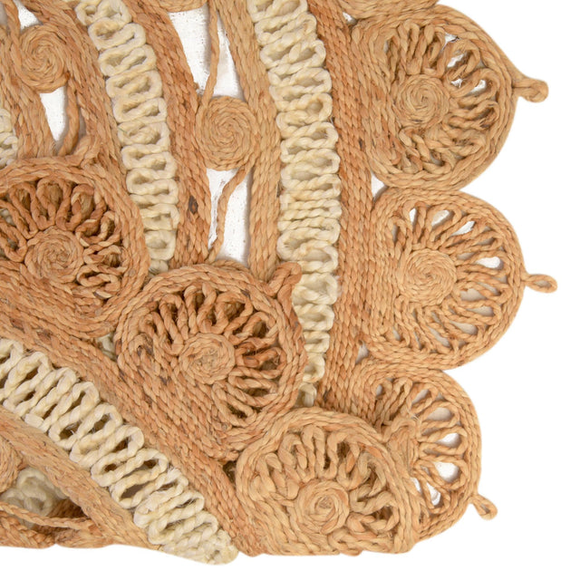 Natural and White 3' 1 x 3' 1 Braided Jute Round Rug