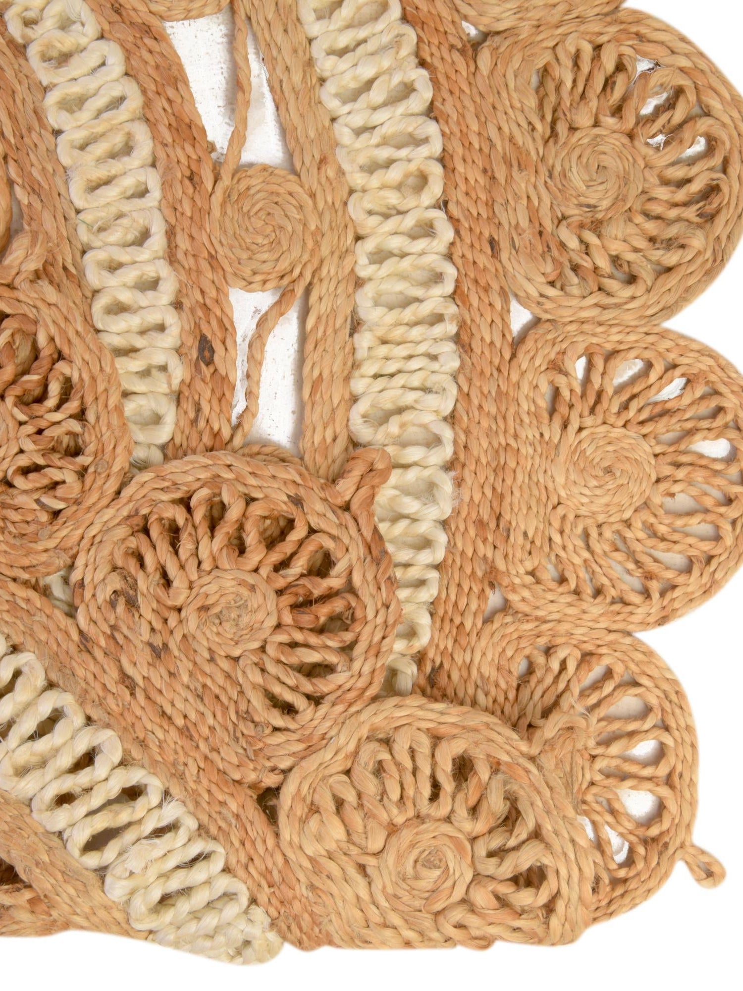 Natural and White 2' x 2' Braided Jute Round Area Rug 100% Jute Hand Braided Natural Eco-Friendly Boho Style Carpet for Living Rooms Dining Office Space Dorms for Sale at Rug Engine