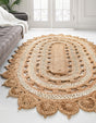 Natural and White 3' 1 x 5' 1 Braided Jute Oval Rug