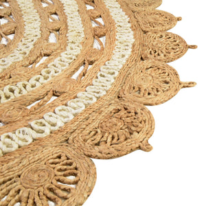 Natural and White 5' 1 x 8' Braided Jute Oval Rug