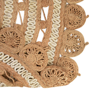 Natural and White 5' 1 x 8' Braided Jute Oval Rug