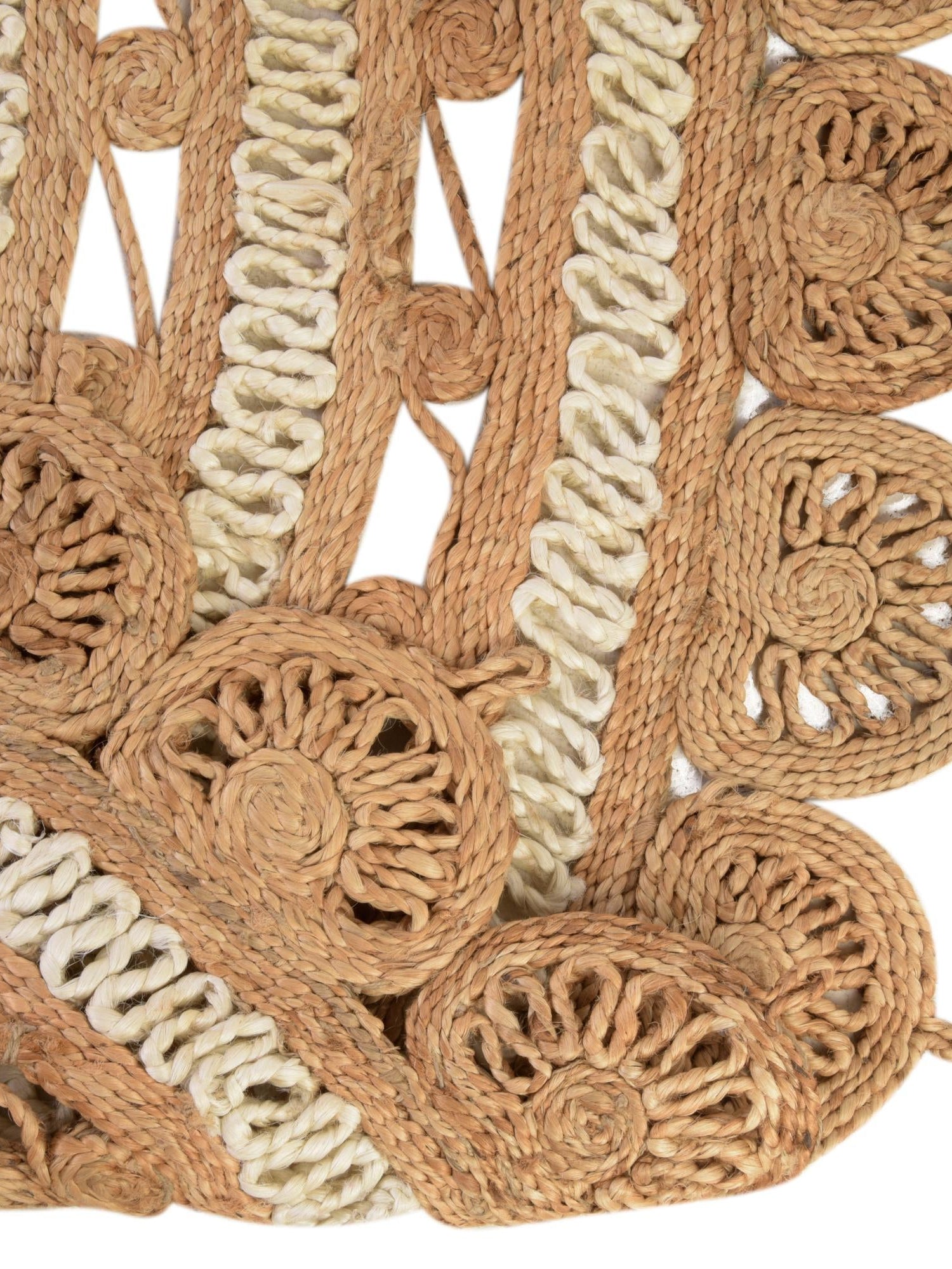 Natural and White 2' x 3' 1 Braided Jute Oval Area Rug 100% Jute Hand Braided Natural Eco-Friendly Boho Style Carpet for Living Rooms Dining Office Space Dorms for Sale at Rug Engine