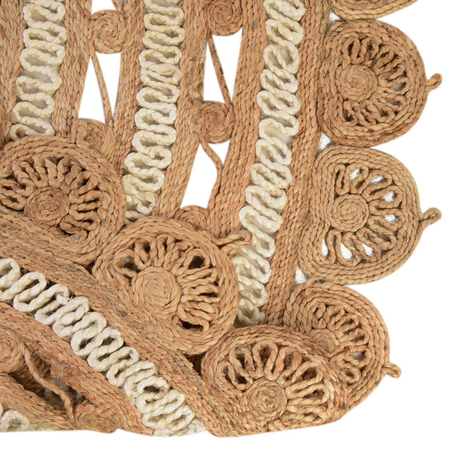 Natural and White 2' x 3' 1 Braided Jute Oval Rug