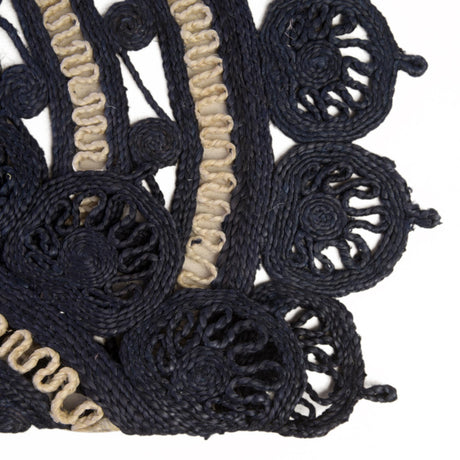 Navy Blue and White 3' 1 x 3' 1 Braided Jute Round Area Rug 100% Jute Hand Braided Natural Eco-Friendly Boho Style Carpet for Living Rooms Dining Office Space Dorms for Sale at Rug Engine