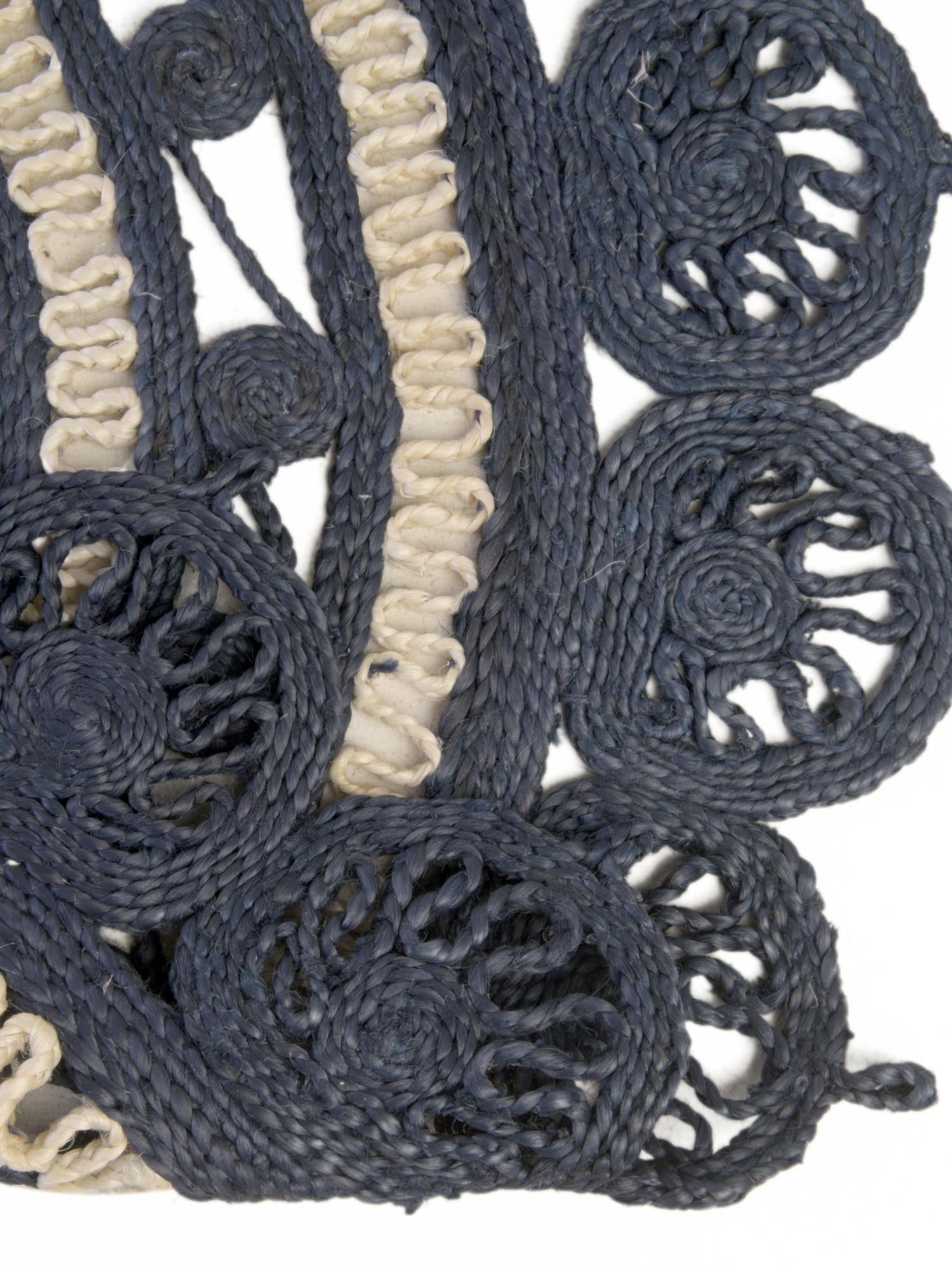 Navy Blue and White 4' 1 x 6' 1 Braided Jute Oval Area Rug 100% Jute Hand Braided Natural Eco-Friendly Boho Style Carpet for Living Rooms Dining Office Space Dorms for Sale at Rug Engine
