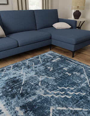 Navy Blue 5' 3 x 5' 3 Kamala Washable Square Rug