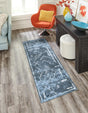 Washable Navy Blue 2' 7 x 12' Kamala Washable Runner Area Rug Easy to Clean Stain Resistant & Durable 100% Polyester Spill-Friendly Carpet for Sale at Rug Engine