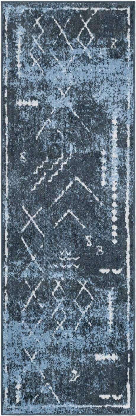 Navy Blue 2' x 6' 1 Kamala Washable Runner Rug