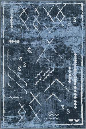 Navy Blue 6' 1 x 9' Kamala Washable Rectangle Rug