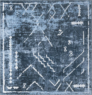 Navy Blue 8' x 8' Kamala Washable Square Rug