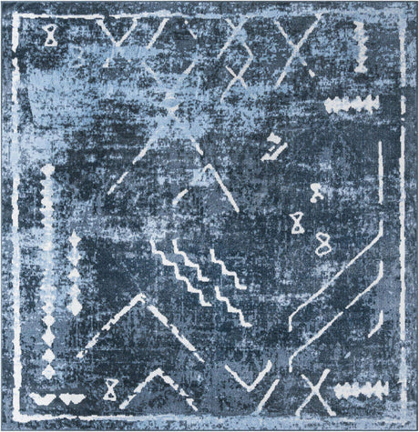 Navy Blue 8' x 8' Kamala Washable Square Rug