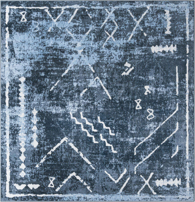 Navy Blue 8' x 8' Kamala Washable Square Rug