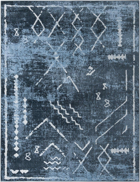 Navy Blue 8' x 10' Kamala Washable Rectangle Rug