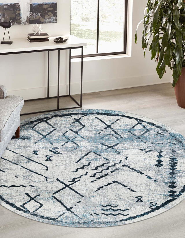 Ivory Gray 5' 3 x 5' 3 Kamala Washable Round Rug
