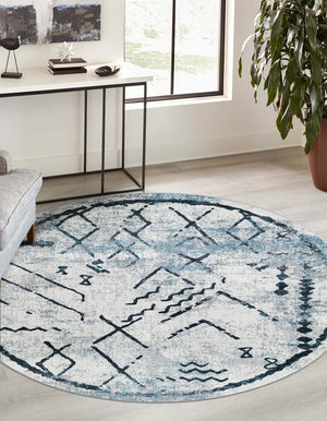 Ivory Gray 3' 3 x 3' 3 Kamala Washable Round Rug